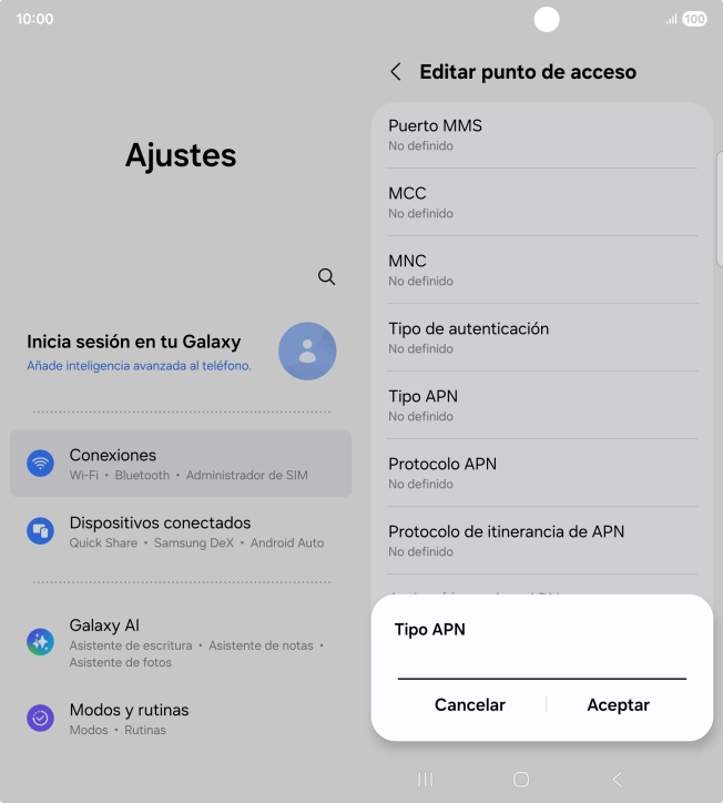 Introduce default y pulsa Aceptar.