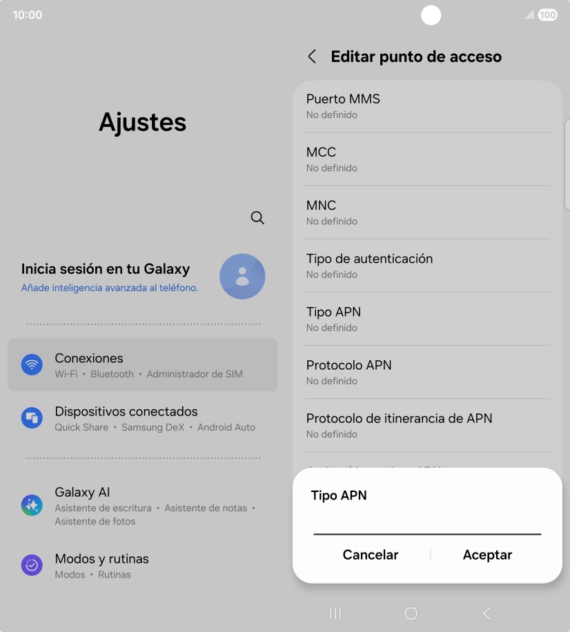 Introduce default y pulsa Aceptar.