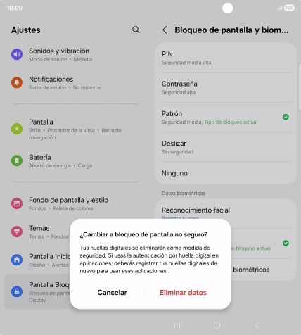 Pulsa Eliminar datos.