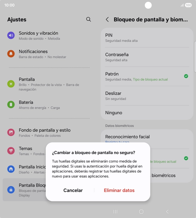 Pulsa Eliminar datos.