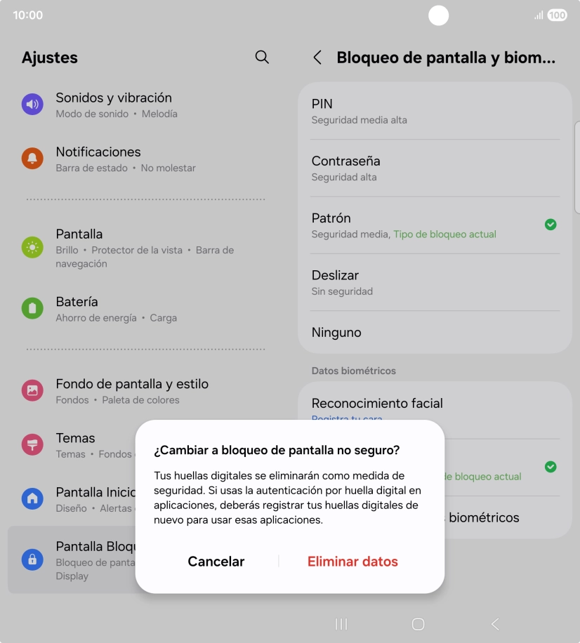 Pulsa Eliminar datos.