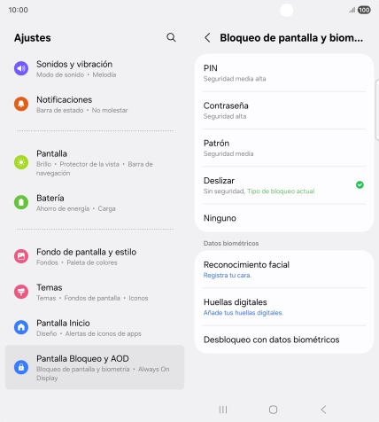 Pulsa Huellas digitales.