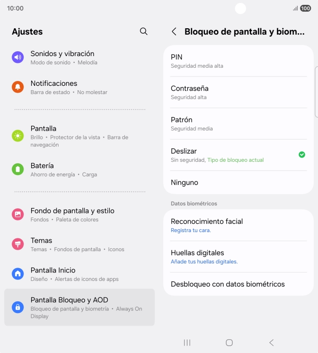 Pulsa Huellas digitales.