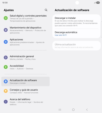 Pulsa Descargar e instalar. Si hay una versión de software nueva disponible, aparecerá ahora en la pantalla. Sigue las indicaciones de la pantalla para actualizar el software del teléfono.