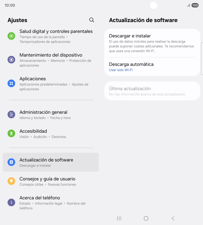 Pulsa Descargar e instalar. Si hay una versión de software nueva disponible, aparecerá ahora en la pantalla. Sigue las indicaciones de la pantalla para actualizar el software del teléfono.