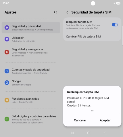 Introduce tu código PIN y pulsa Aceptar.