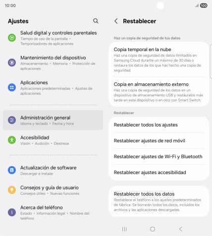 Pulsa Restablecer todos los datos.
