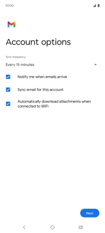 If this screen is displayed, you email account has been recognised and set up automatically. Follow the instructions on the screen to key in more information and finish setting up your phone.