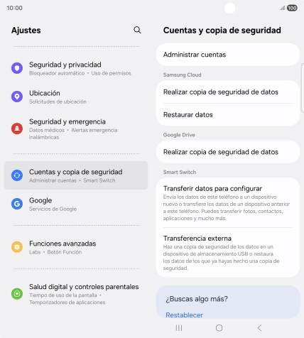 Pulsa Administrar cuentas.