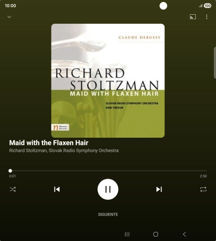 Pulsa la flecha hacia la derecha para ir al archivo de música siguiente.