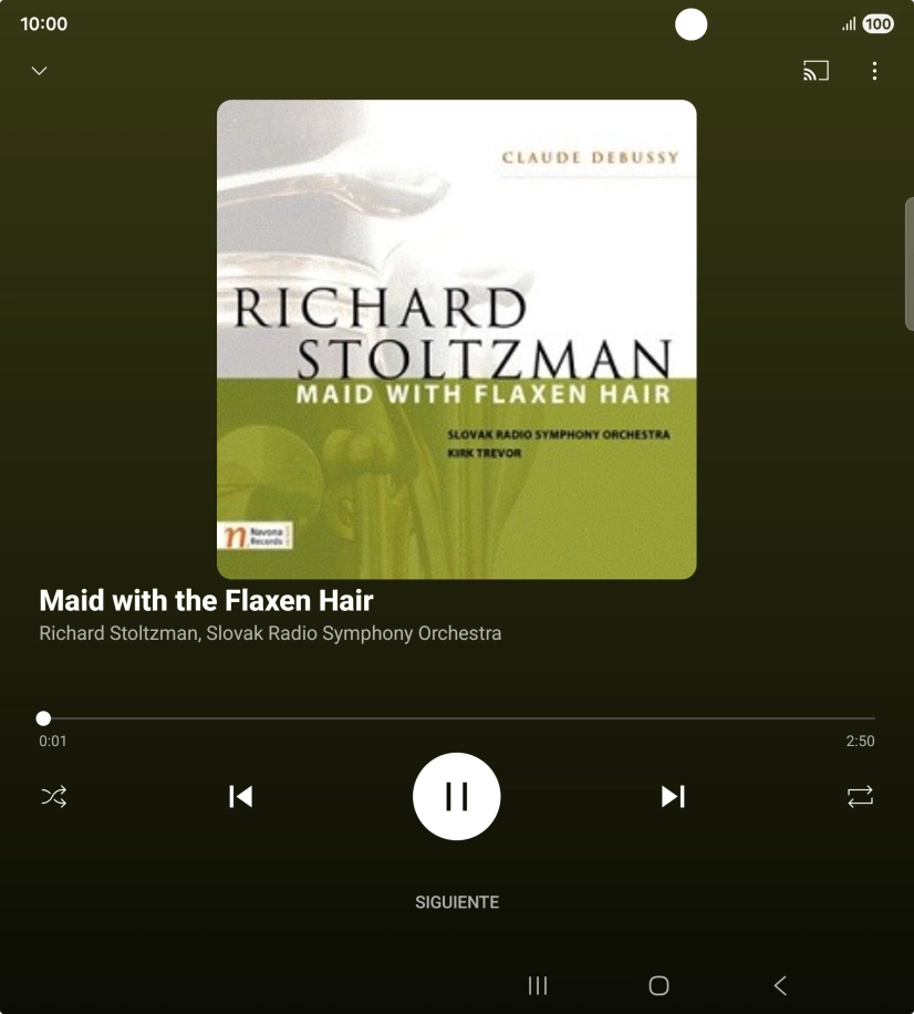 Pulsa la flecha hacia la derecha para ir al archivo de música siguiente.