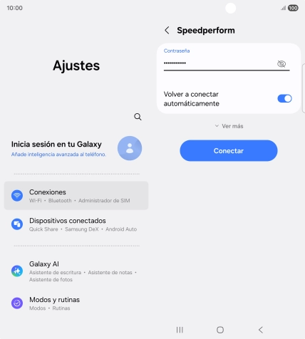 Introduce la contraseña de la red wifi y pulsa Conectar.