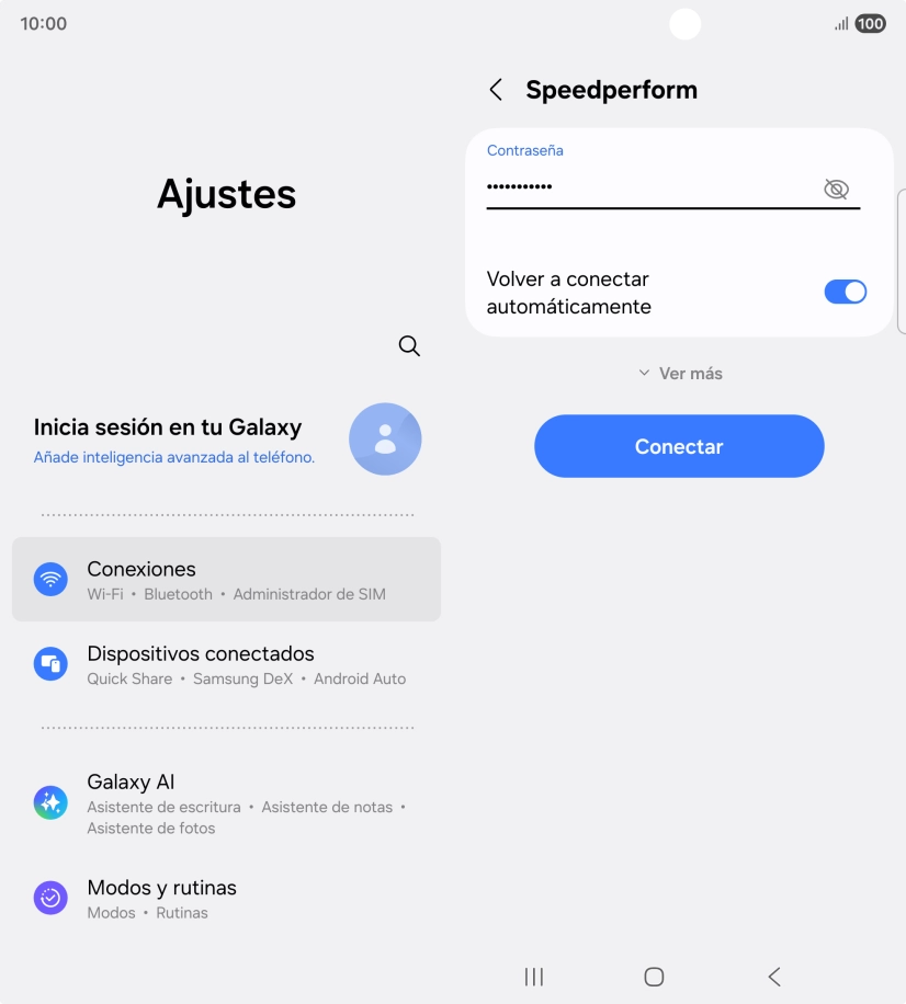 Introduce la contraseña de la red wifi y pulsa Conectar.