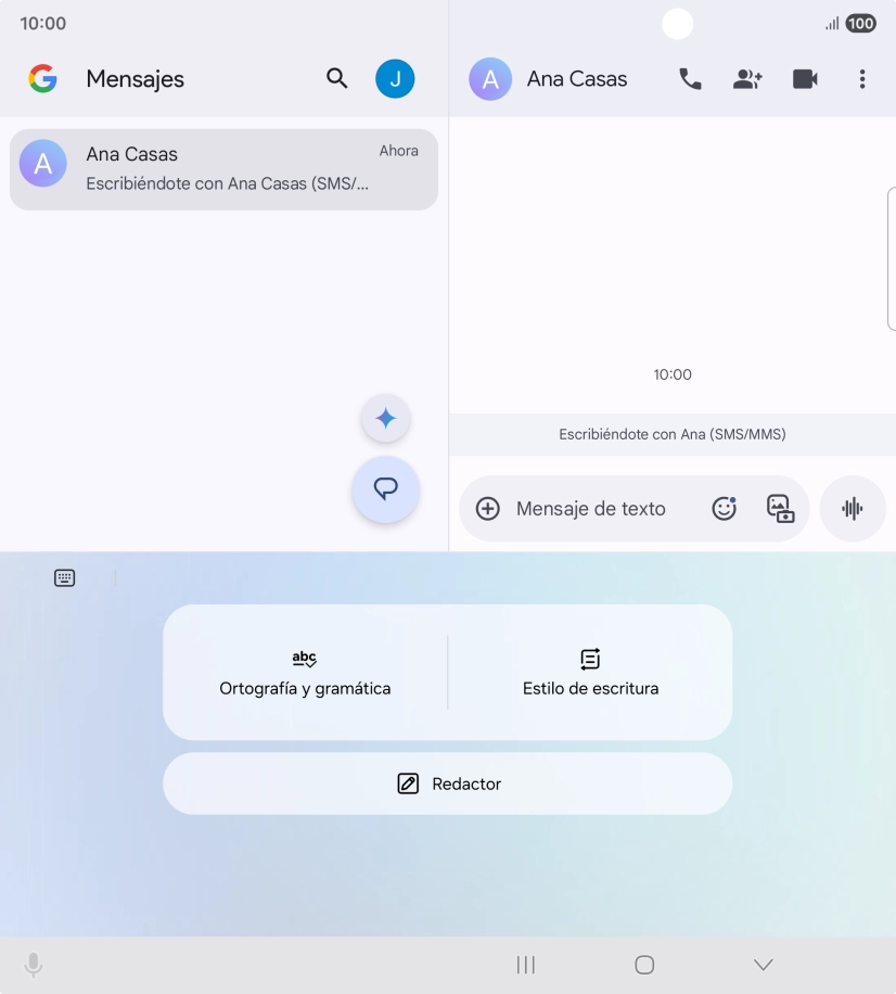 Para generar un texto, pulsa Redactor y sigue las indicaciones de la pantalla para utilizar la función.