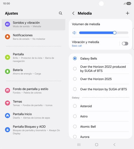 Pulsa los timbres de llamada deseados para escucharlos.