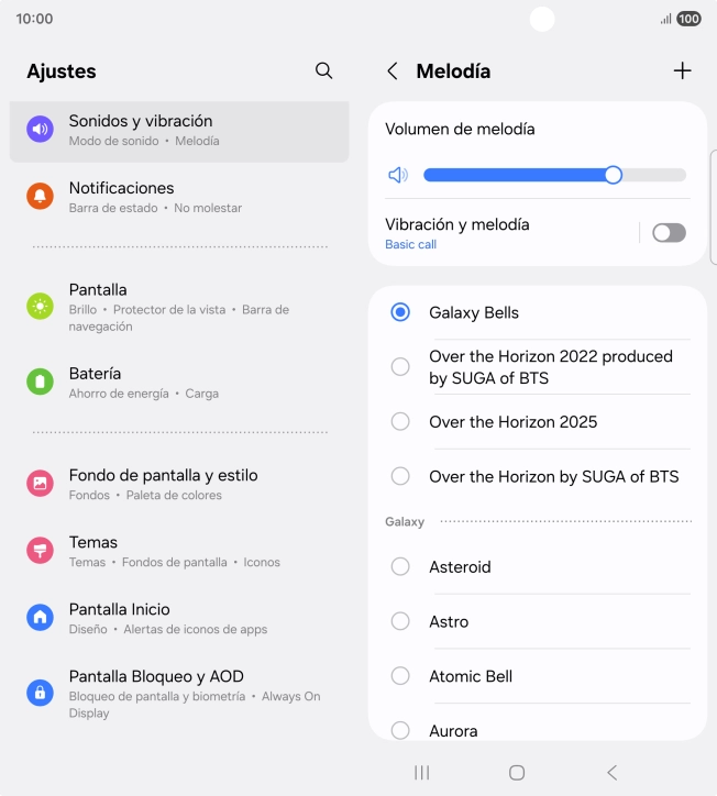 Pulsa los timbres de llamada deseados para escucharlos.
