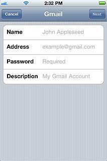 Press Description and key in a name for your email account (such as 