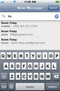 Key in the first letters of the required contact.Matching contacts are displayed.Press the required contact.