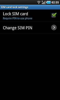 When the box next to the menu item is ticked (V), the PIN is activated.