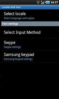 Press Select locale.