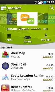 To search by application name:Press the search icon.