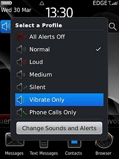 To activate vibration:Press Vibrate Only.