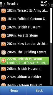 Press the required destination.The selected destination is displayed as a point on the map.