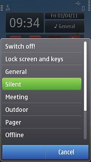 To activate silent mode:Press Silent.