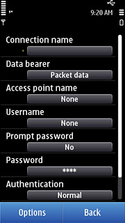 Press Back to save the settings and return to the list of data connections.