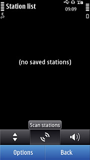 Press the search icon.The radio searches for channels. The channels found are saved.
