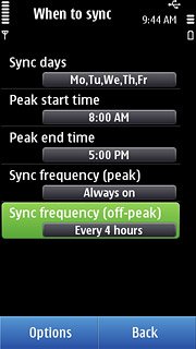 Press Sync frequency (off-peak).