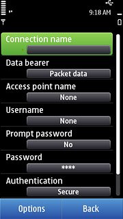 Press Connection name.Key in Vodafone Mail