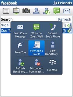 Press View  Profile.Follow the instructions on the display to view your friends' status updates and contact details.