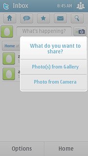 To upload a saved picture:Press Photo(s) from Gallery.