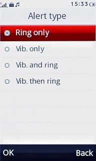 Press the required setting.