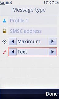Press arrow right next to the message type icon to select Text.