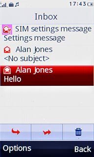 Press the required text message to read it.