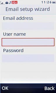 Press the field below User name and key in the username for your email account.