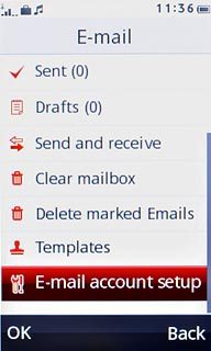Press E-mail account setup.