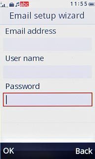 Press the field below Password and key in the password for your email account.