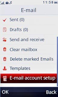 Press E-mail account setup.