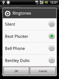 Press the required ringtone to hear it.
