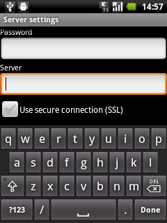 Press Use secure connection (SSL) to activate or deactivate SSL encryption.