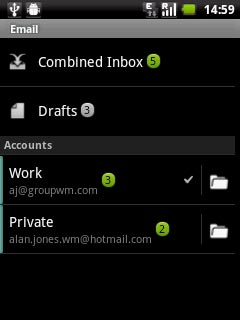 Press the required email account.