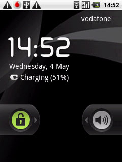 Press and drag the unlock icon right.