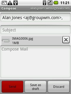 Write subject and text for your email message.Press Send.