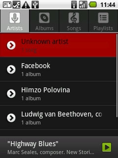 Press the required audio file or the required playlist.