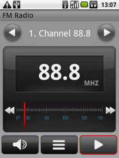 Press the play icon to turn on the radio.Follow these instructions to use the radio.