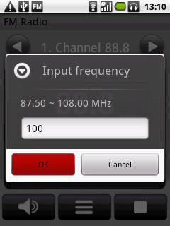 Key in the required frequency and press OK.