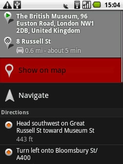 To view the route on the map:Press Show on map.